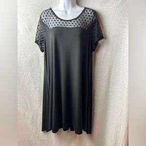Nina Leonard black dress with polka dots on the top 
Size L